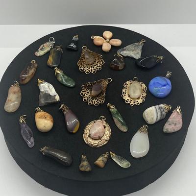 LOT 160J: Beautiful Stone Pendant Collection