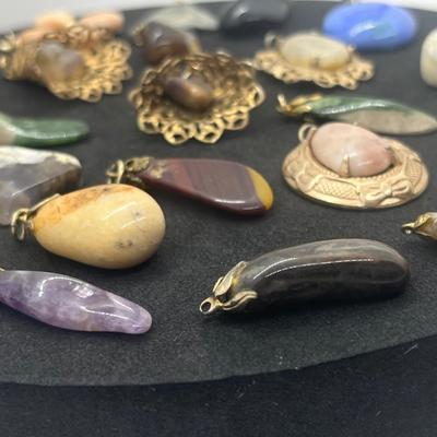 LOT 160J: Beautiful Stone Pendant Collection