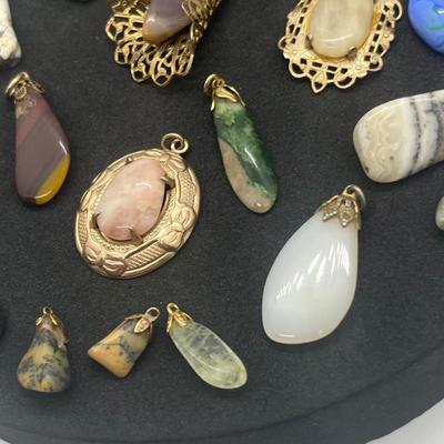 LOT 160J: Beautiful Stone Pendant Collection