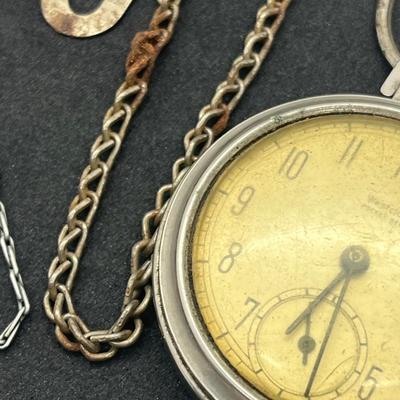 LOT 161J: Two Vintage Pocket Watches with Chains - Both Wind and Tick!