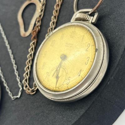 LOT 161J: Two Vintage Pocket Watches with Chains - Both Wind and Tick!