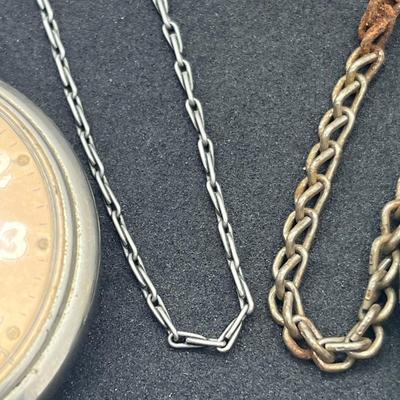 LOT 161J: Two Vintage Pocket Watches with Chains - Both Wind and Tick!