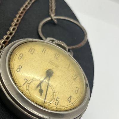 LOT 161J: Two Vintage Pocket Watches with Chains - Both Wind and Tick!