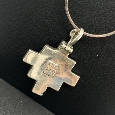 LOT 162J: Amaru Mayu Art Peruvian 950 Silver Earrings and Matching Pendant on 925 Sterling 18" Necklace - 12.3 GTW