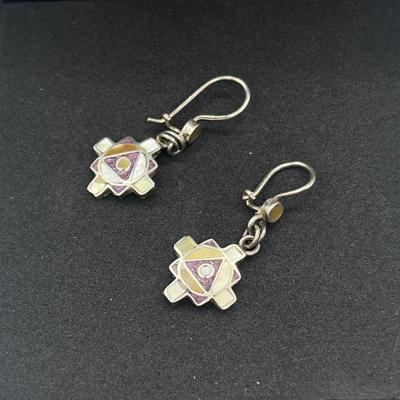 LOT 162J: Amaru Mayu Art Peruvian 950 Silver Earrings and Matching Pendant on 925 Sterling 18" Necklace - 12.3 GTW