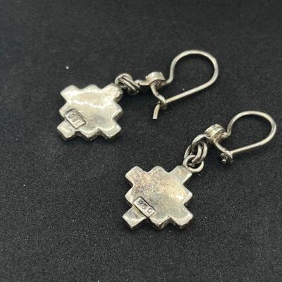 LOT 162J: Amaru Mayu Art Peruvian 950 Silver Earrings and Matching Pendant on 925 Sterling 18" Necklace - 12.3 GTW