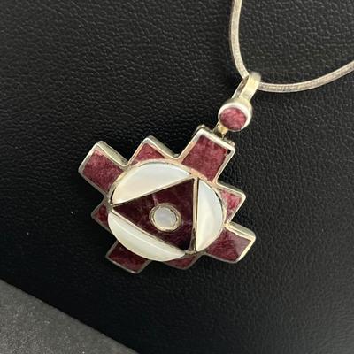 LOT 162J: Amaru Mayu Art Peruvian 950 Silver Earrings and Matching Pendant on 925 Sterling 18" Necklace - 12.3 GTW