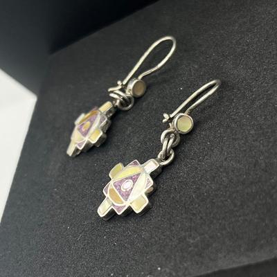 LOT 162J: Amaru Mayu Art Peruvian 950 Silver Earrings and Matching Pendant on 925 Sterling 18" Necklace - 12.3 GTW