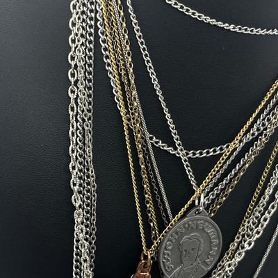 LOT 163J: Collection of Crosses and Other Religious Pendants With Some on Assorted Chains