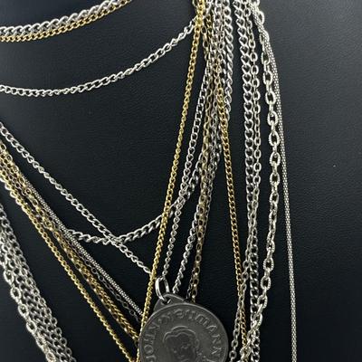 LOT 163J: Collection of Crosses and Other Religious Pendants With Some on Assorted Chains