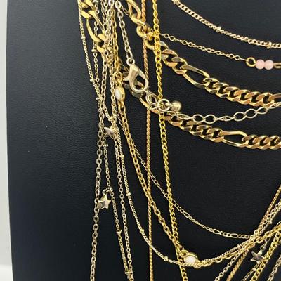 LOT 169J: Assorted Goldtone Necklaces PLUS Two Bow Pins: Avon and More!