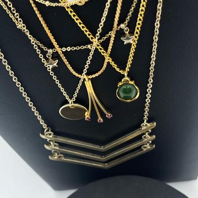 LOT 169J: Assorted Goldtone Necklaces PLUS Two Bow Pins: Avon and More!