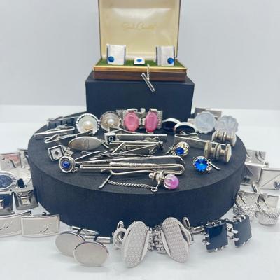 LOT 176J: Enormous Collection of Unique Tie Pins and Cufflinks Including A Beautiful Vintage Sarah Coventry Set, Swank, Anson and More!