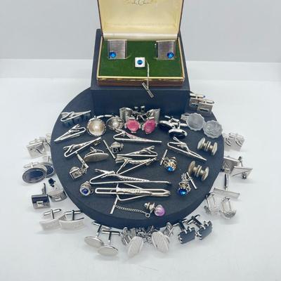 LOT 176J: Enormous Collection of Unique Tie Pins and Cufflinks Including A Beautiful Vintage Sarah Coventry Set, Swank, Anson and More!
