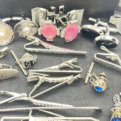 LOT 176J: Enormous Collection of Unique Tie Pins and Cufflinks Including A Beautiful Vintage Sarah Coventry Set, Swank, Anson and More!