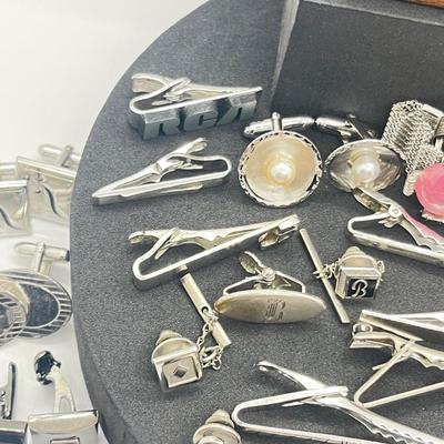 LOT 176J: Enormous Collection of Unique Tie Pins and Cufflinks Including A Beautiful Vintage Sarah Coventry Set, Swank, Anson and More!