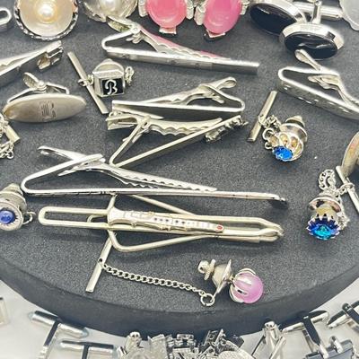 LOT 176J: Enormous Collection of Unique Tie Pins and Cufflinks Including A Beautiful Vintage Sarah Coventry Set, Swank, Anson and More!