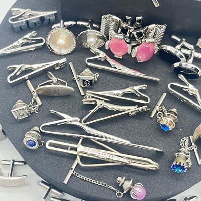 LOT 176J: Enormous Collection of Unique Tie Pins and Cufflinks Including A Beautiful Vintage Sarah Coventry Set, Swank, Anson and More!