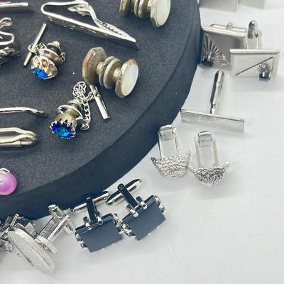 LOT 176J: Enormous Collection of Unique Tie Pins and Cufflinks Including A Beautiful Vintage Sarah Coventry Set, Swank, Anson and More!