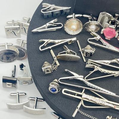 LOT 176J: Enormous Collection of Unique Tie Pins and Cufflinks Including A Beautiful Vintage Sarah Coventry Set, Swank, Anson and More!