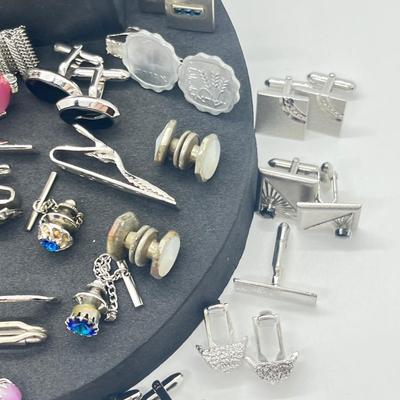 LOT 176J: Enormous Collection of Unique Tie Pins and Cufflinks Including A Beautiful Vintage Sarah Coventry Set, Swank, Anson and More!