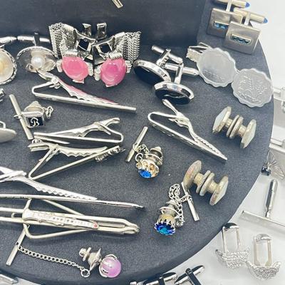 LOT 176J: Enormous Collection of Unique Tie Pins and Cufflinks Including A Beautiful Vintage Sarah Coventry Set, Swank, Anson and More!