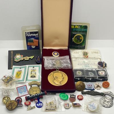 LOT 184J: Large Pin Collection PLUS "Paul Harris Fellow" Pendant