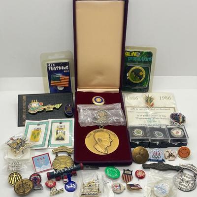LOT 184J: Large Pin Collection PLUS "Paul Harris Fellow" Pendant