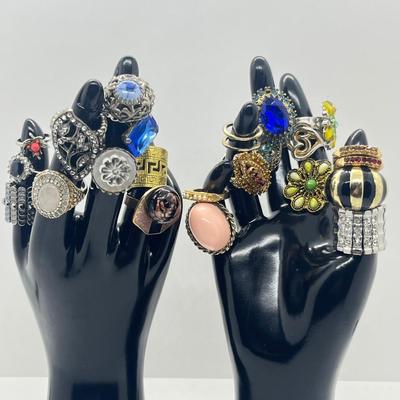 LOT 185J: Blinged Out Rings! Huge Collection of Costume Rings - Various Type and Sizes