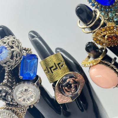 LOT 185J: Blinged Out Rings! Huge Collection of Costume Rings - Various Type and Sizes