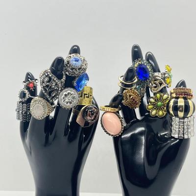 LOT 185J: Blinged Out Rings! Huge Collection of Costume Rings - Various Type and Sizes