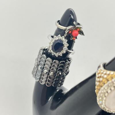 LOT 185J: Blinged Out Rings! Huge Collection of Costume Rings - Various Type and Sizes
