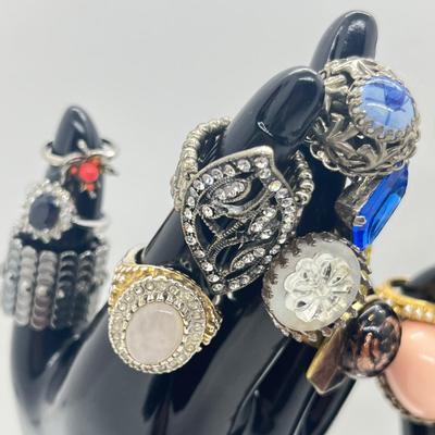 LOT 185J: Blinged Out Rings! Huge Collection of Costume Rings - Various Type and Sizes