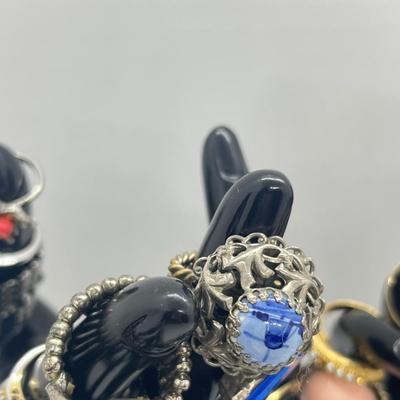 LOT 185J: Blinged Out Rings! Huge Collection of Costume Rings - Various Type and Sizes
