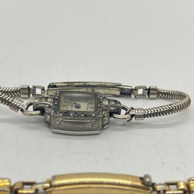 LOT 186J: Vintage Women's Gold Fill Mechanical Watches (Not Working) + Watch Band