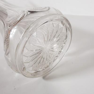 LOT 154D: St George Crystal Hurricane in Box, EAPG Glass Vase, Cut Crystal Dish & Brass/Glass Hurricane Candle Holder