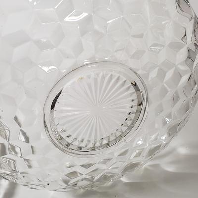 LOT 155L: Fostoria American Glassware & Pair of Federal Glass Footed Cake Plates with Crystal Cake Server