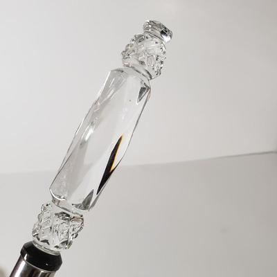LOT 155L: Fostoria American Glassware & Pair of Federal Glass Footed Cake Plates with Crystal Cake Server