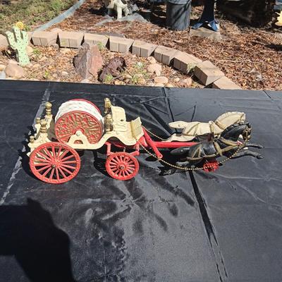 CAST IRON HORSE DRAWN FIRE ENGINE
