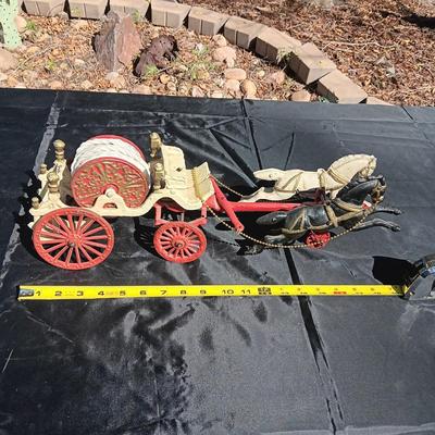 CAST IRON HORSE DRAWN FIRE ENGINE