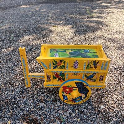 HAND PAINTED COLORFUL WOODEN CART