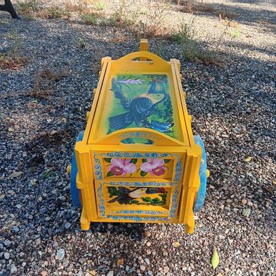 HAND PAINTED COLORFUL WOODEN CART