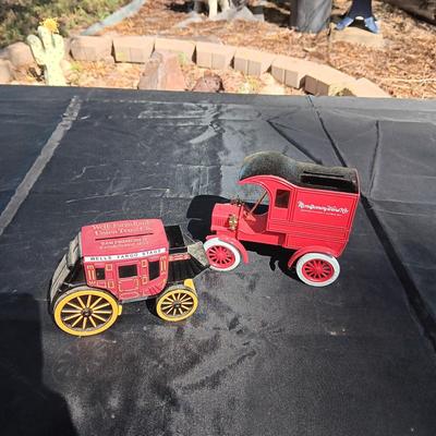 2 METAL COIN BANKS (1 HAS KEY)