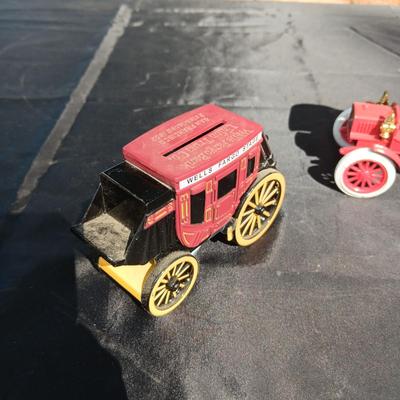 2 METAL COIN BANKS (1 HAS KEY)