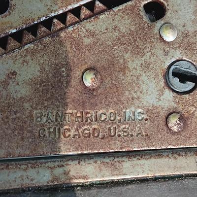 CAST IRON HORSE DRAWN WAGON AND AN OLD METAL COIN BANK (NO KEY)