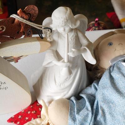 LOT 162G: Large Collection of Angel Themed Dolls, Ornaments and More