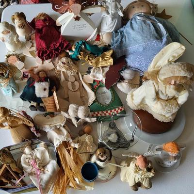 LOT 162G: Large Collection of Angel Themed Dolls, Ornaments and More