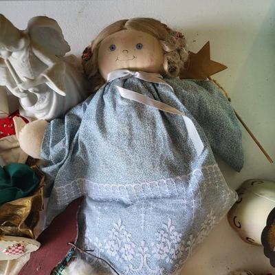 LOT 162G: Large Collection of Angel Themed Dolls, Ornaments and More