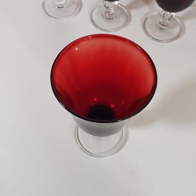 LOT 156D: Cristal D'Arques Ruby Red Water Goblets Set of 8