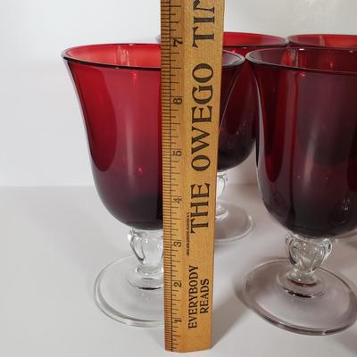 LOT 156D: Cristal D'Arques Ruby Red Water Goblets Set of 8